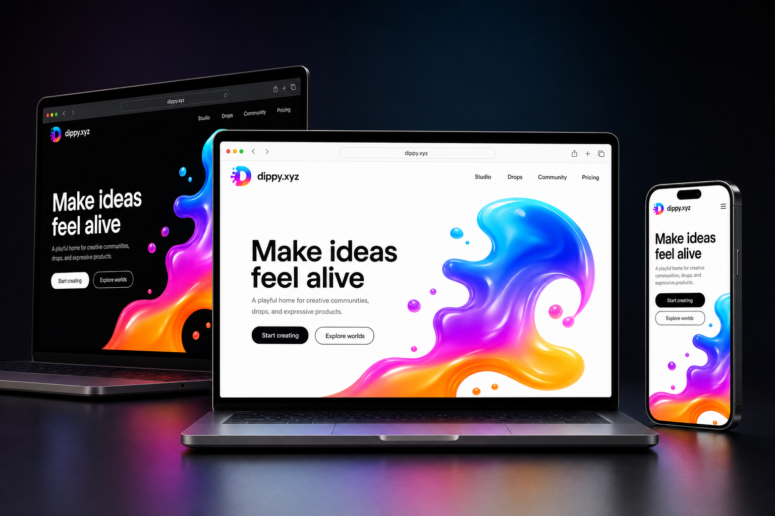 dippy.xyz website concept preview