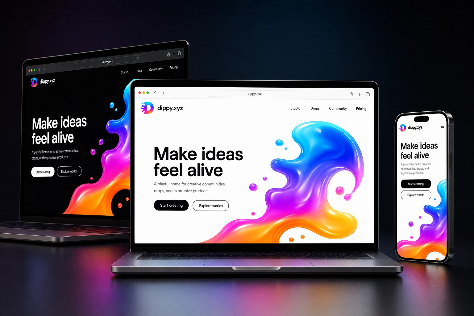 dippy.xyz website concept preview