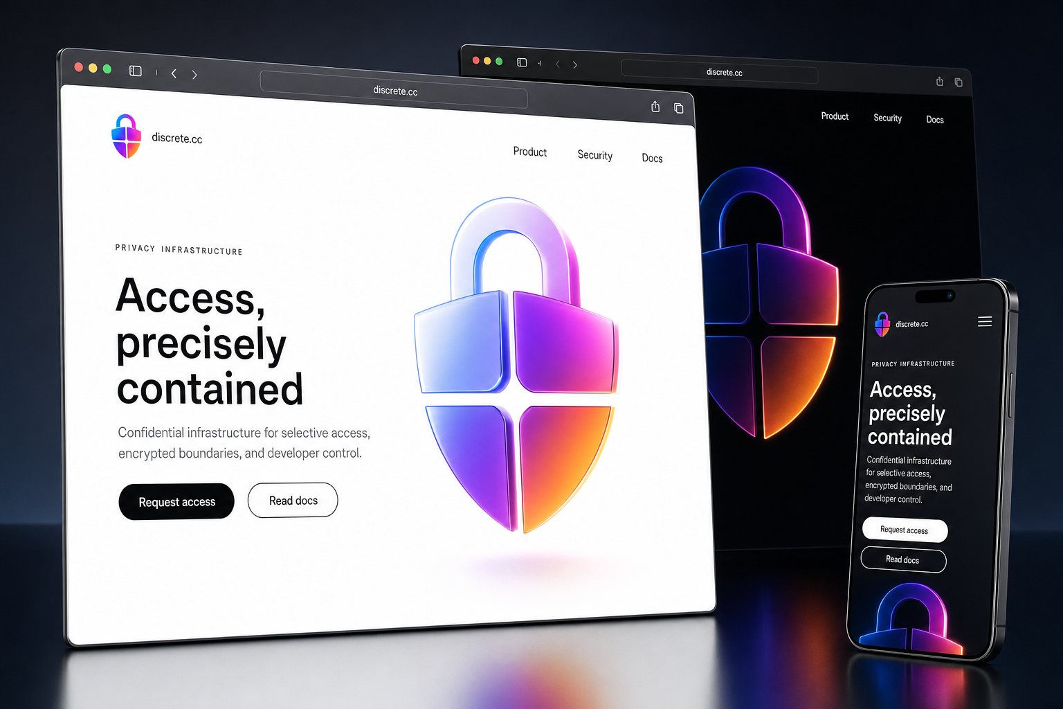 discrete.cc website concept preview
