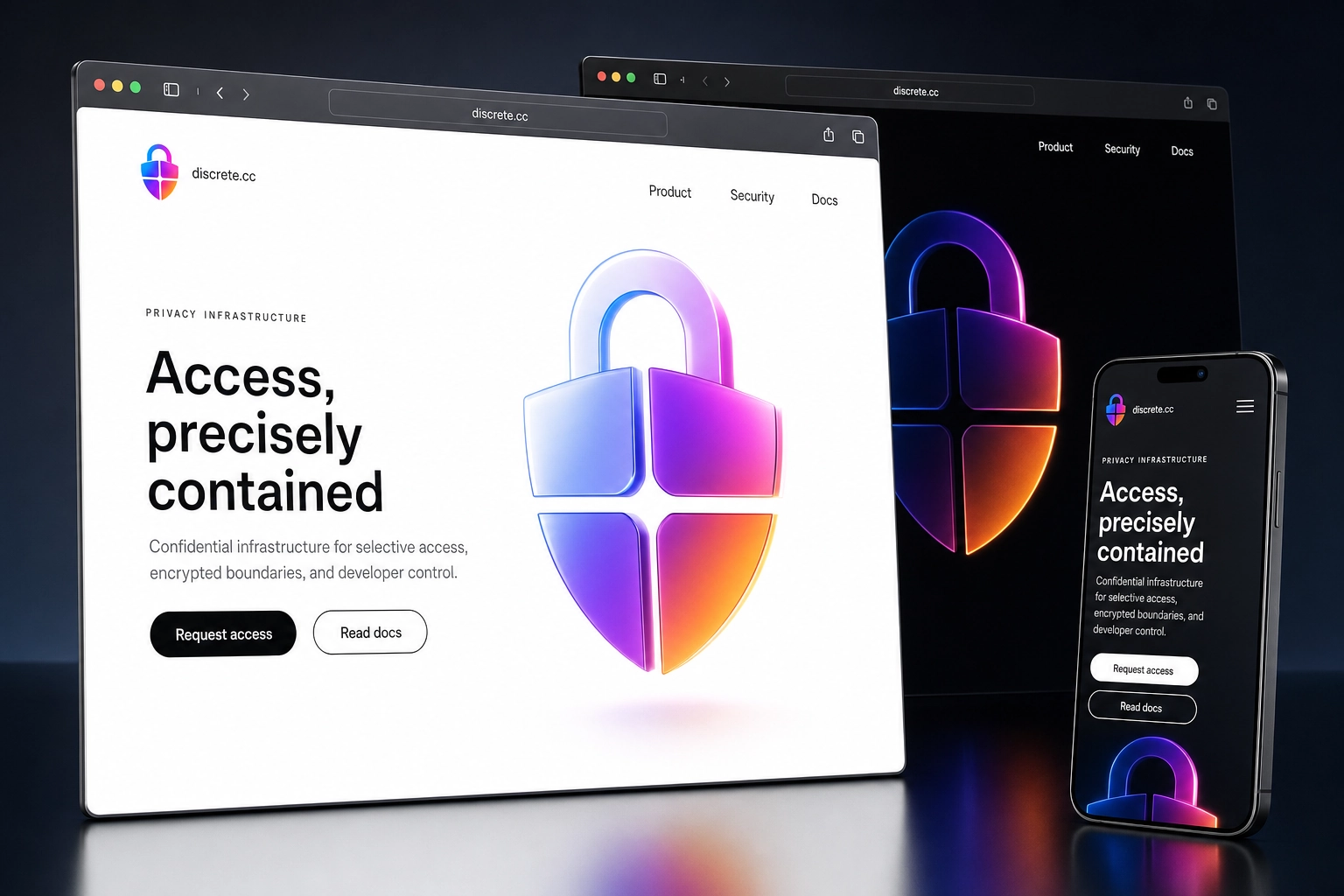discrete.cc website concept preview