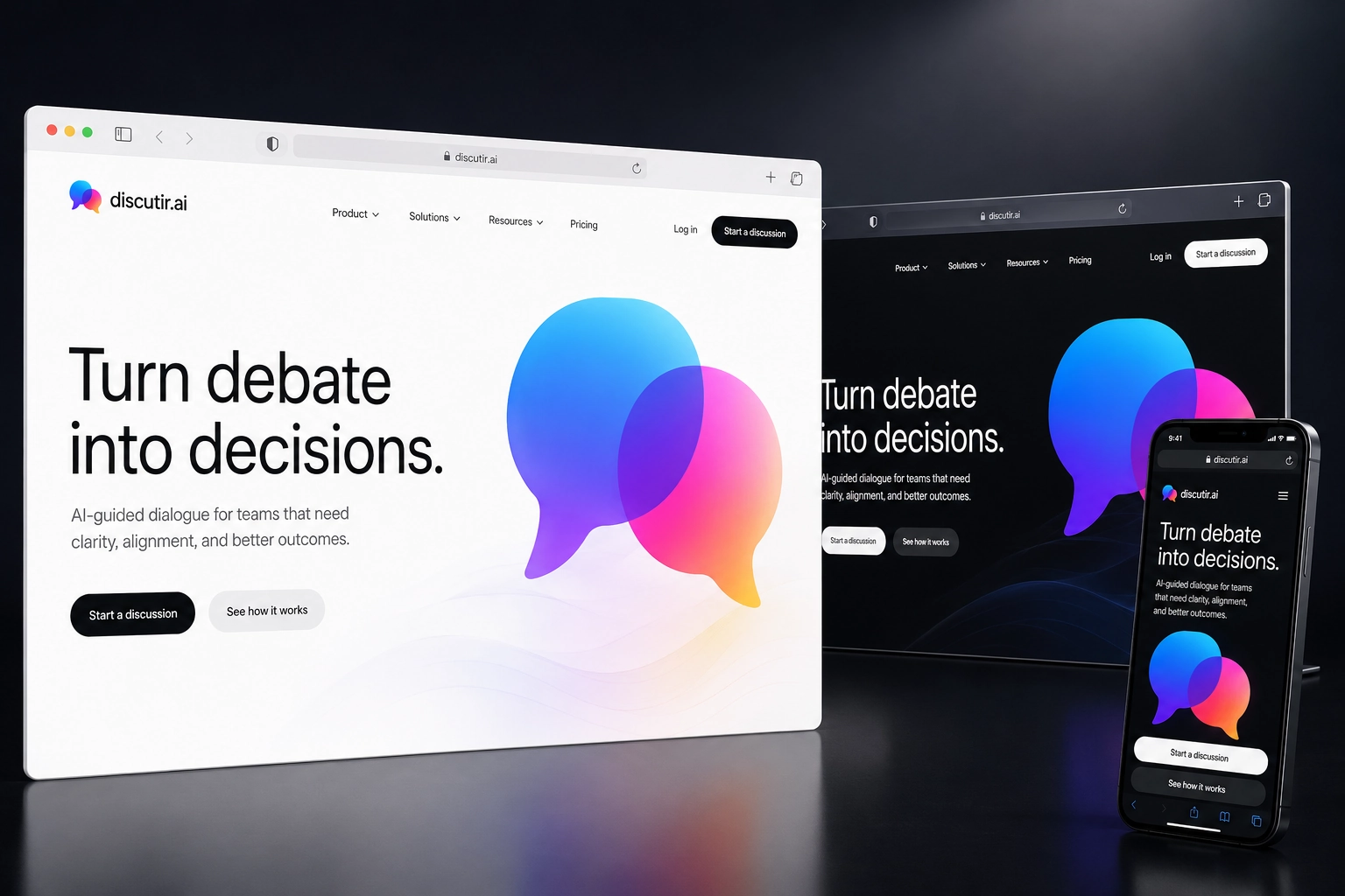 discutir.ai website concept preview