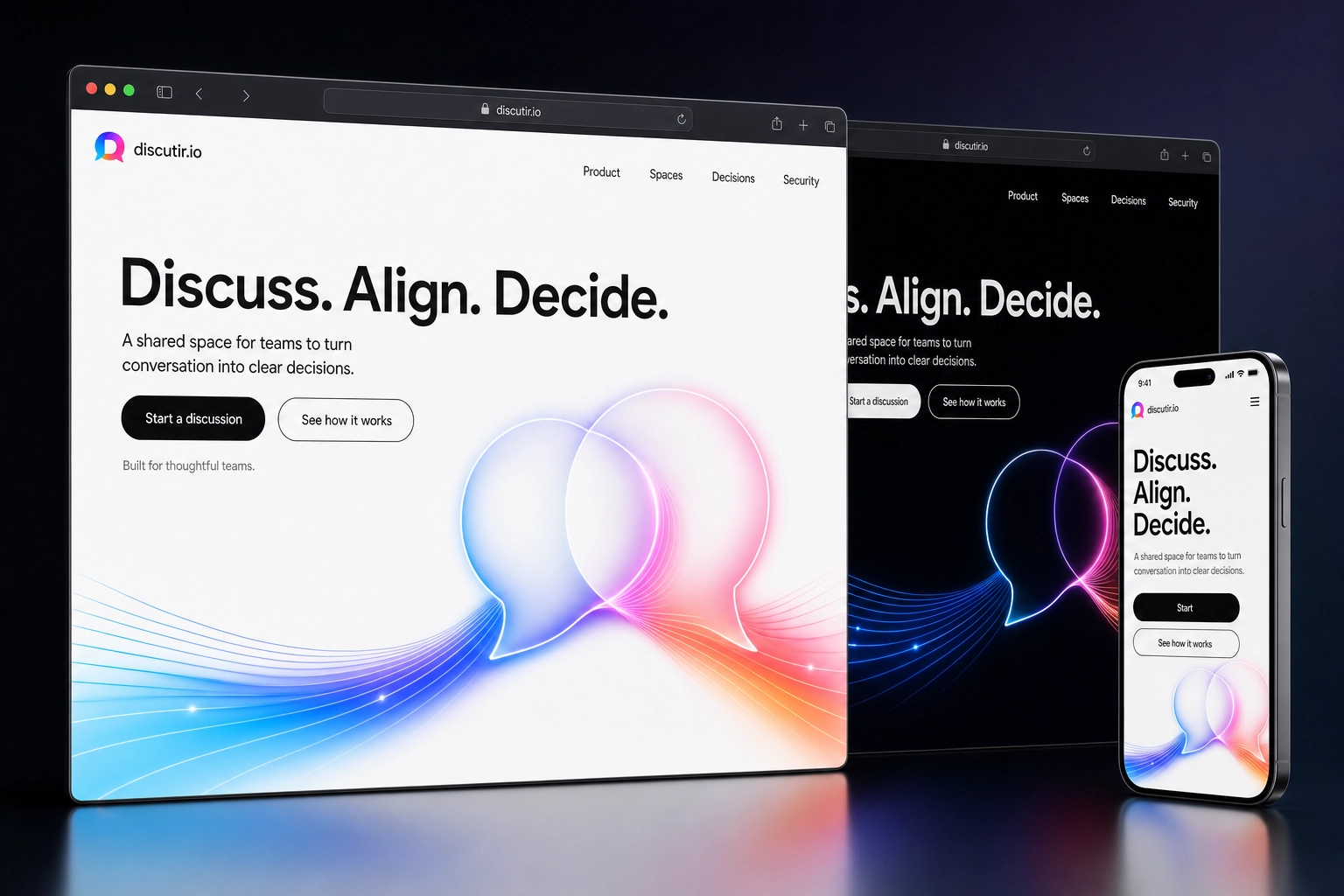 discutir.io website concept preview