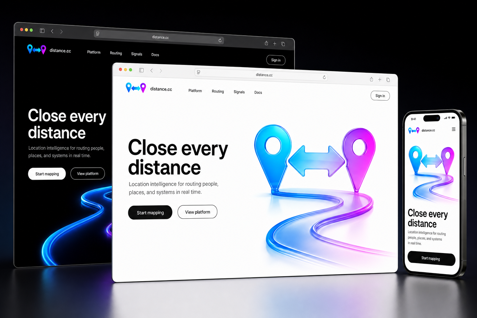 distance.cc website concept preview enlarged