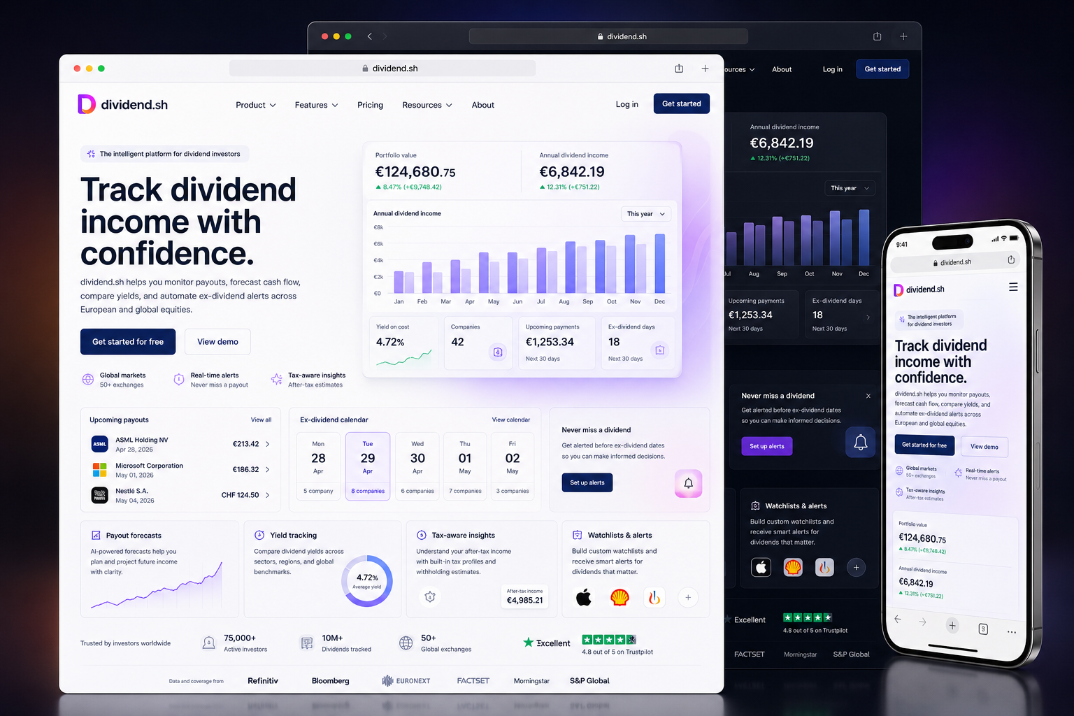 dividend.sh website concept preview