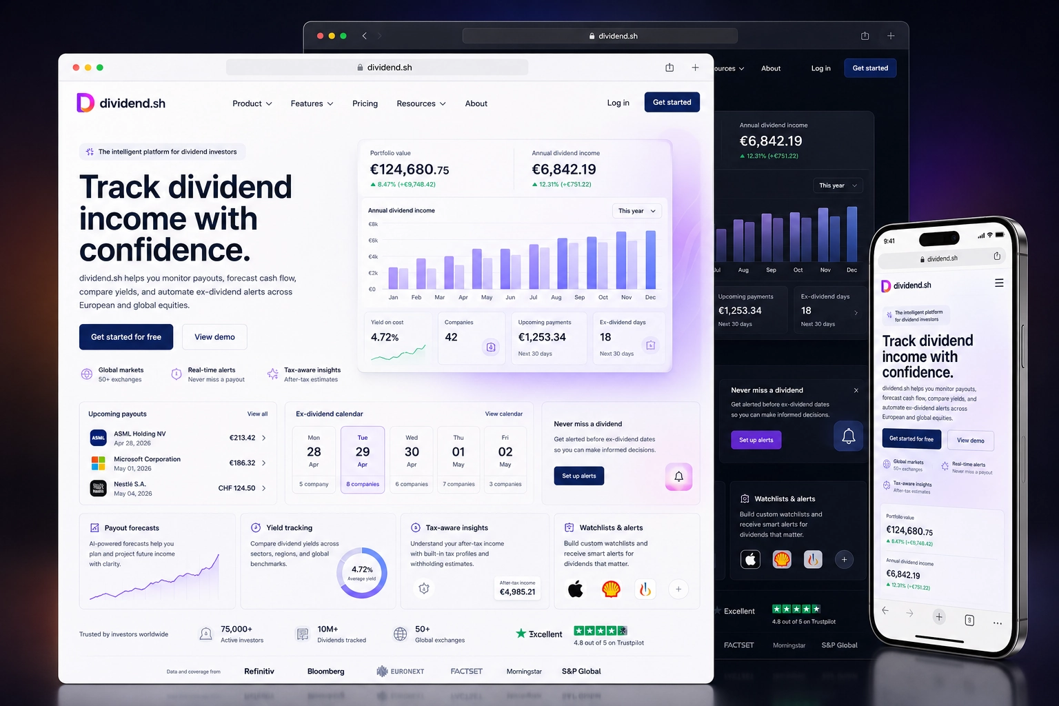dividend.sh website concept preview