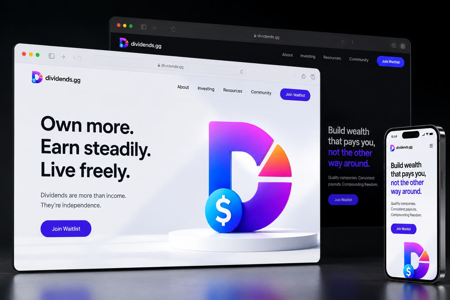 dividends.gg website concept preview