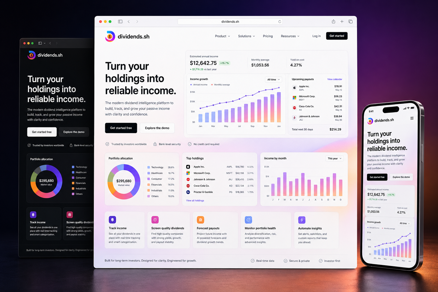 dividends.sh website concept preview
