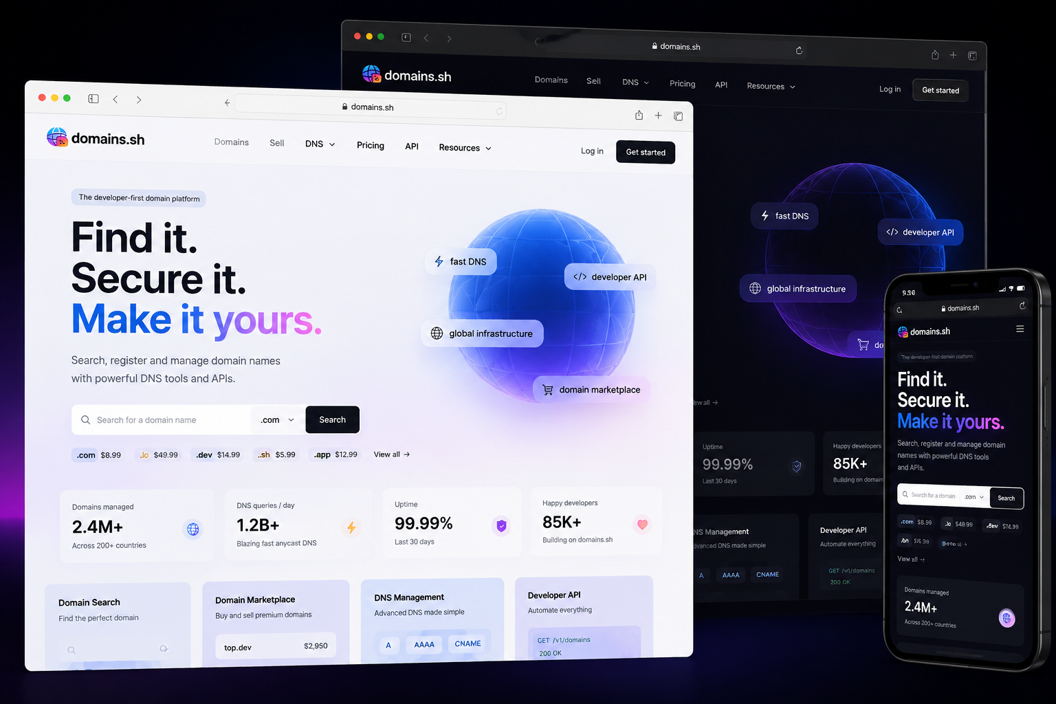 domains.sh website concept preview