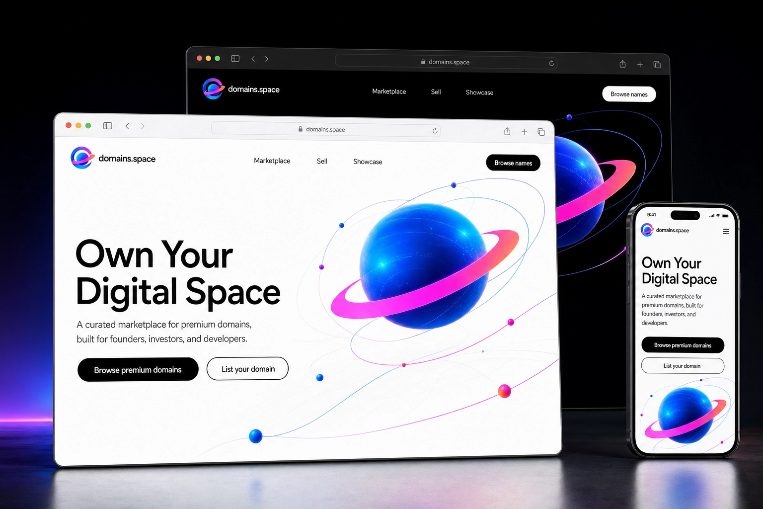 domains.space website concept preview