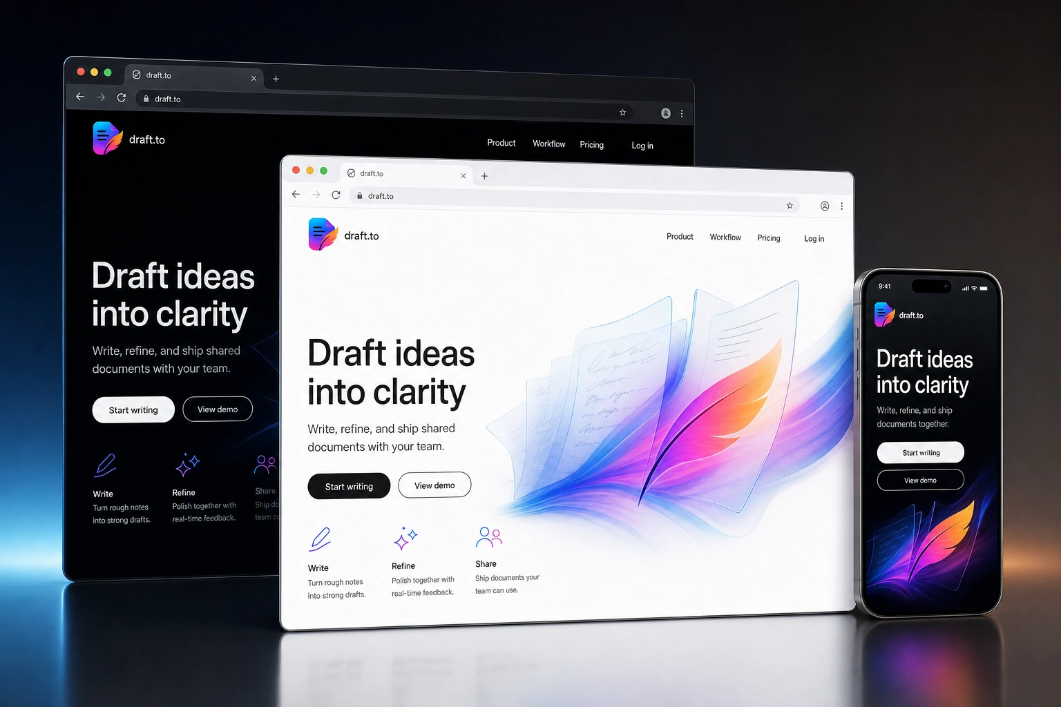 draft.to website concept preview