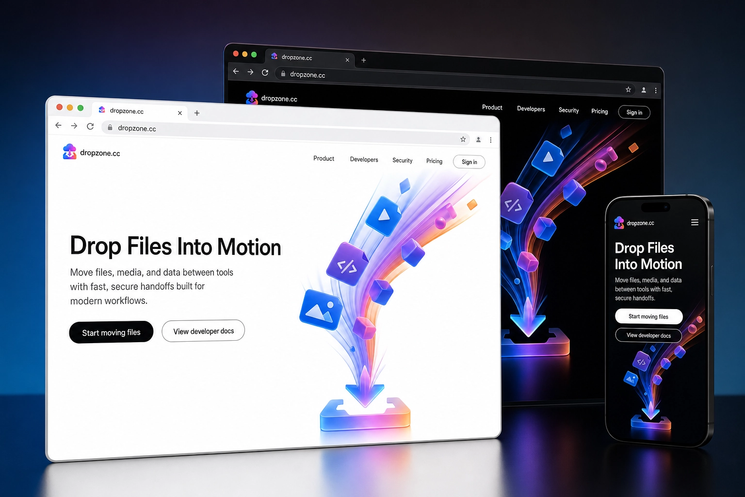dropzone.cc website concept preview