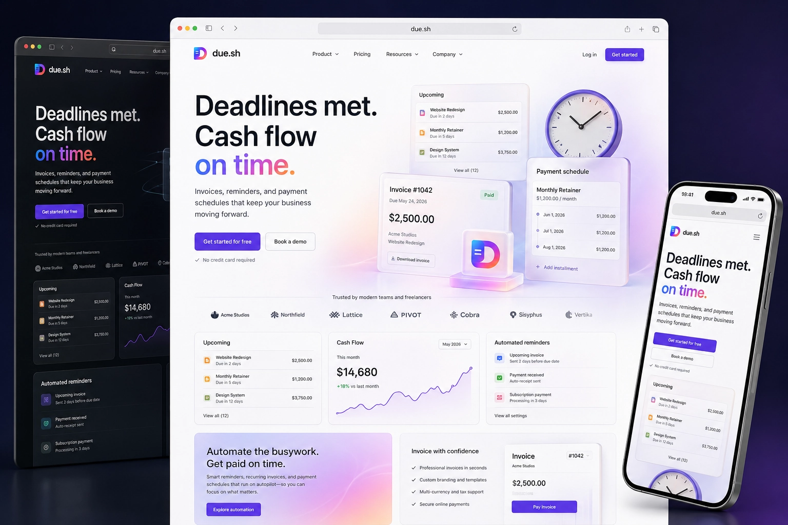 due.sh website concept preview