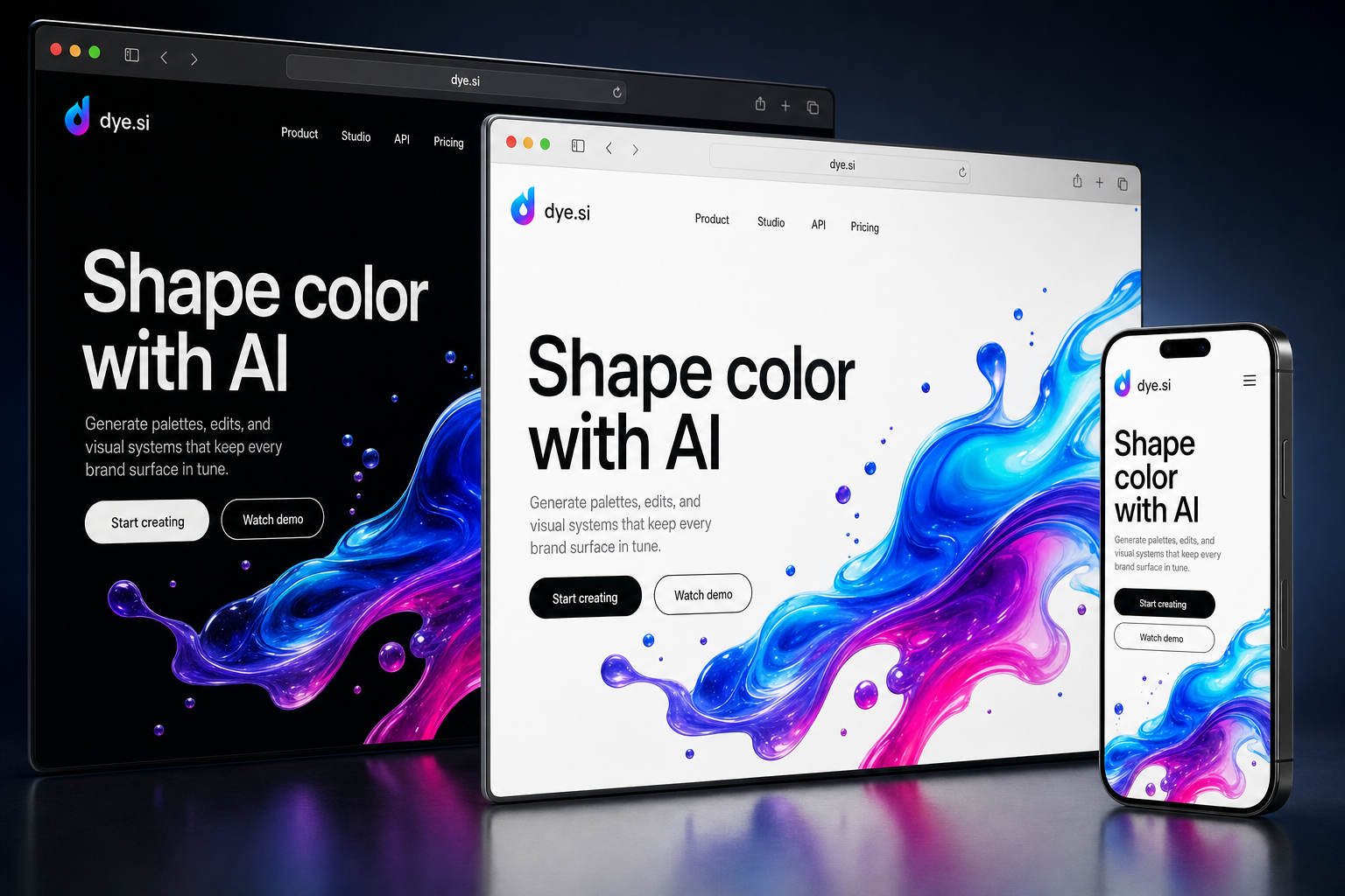 dye.si website concept preview enlarged
