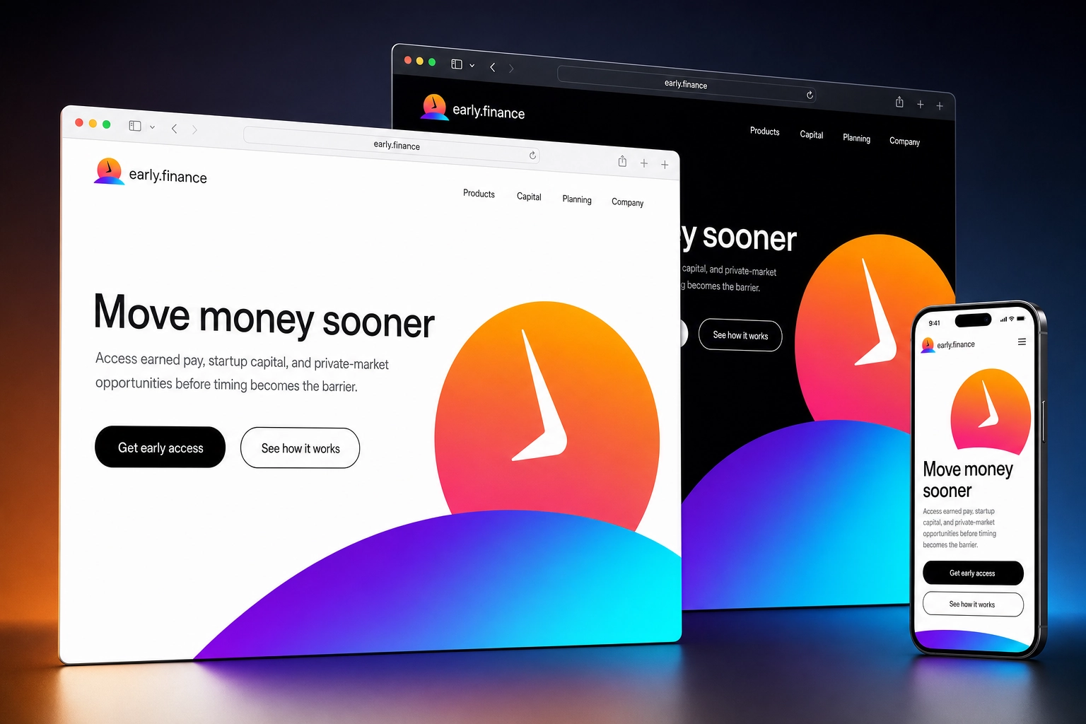 early.finance website concept preview