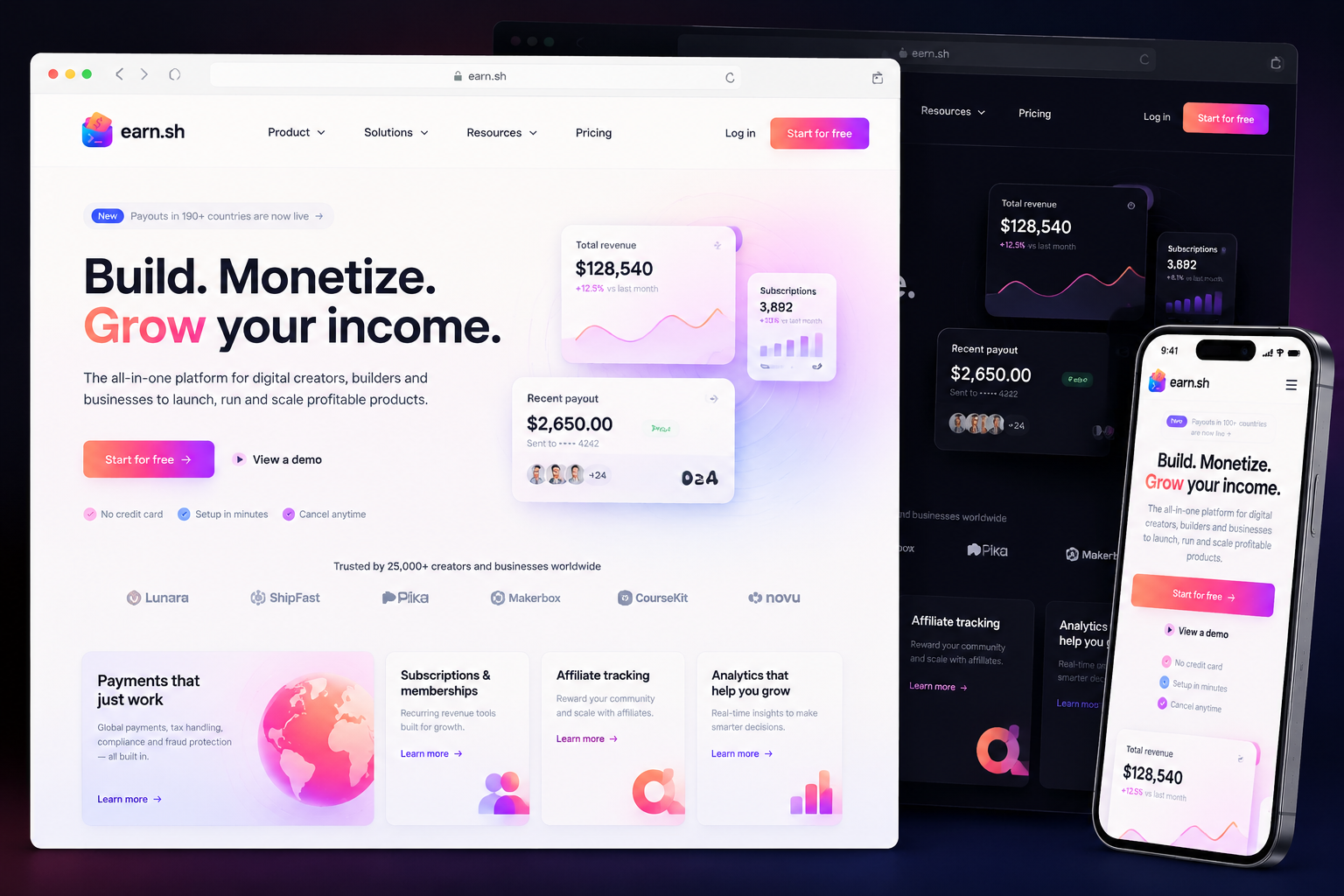 earn.sh website concept preview
