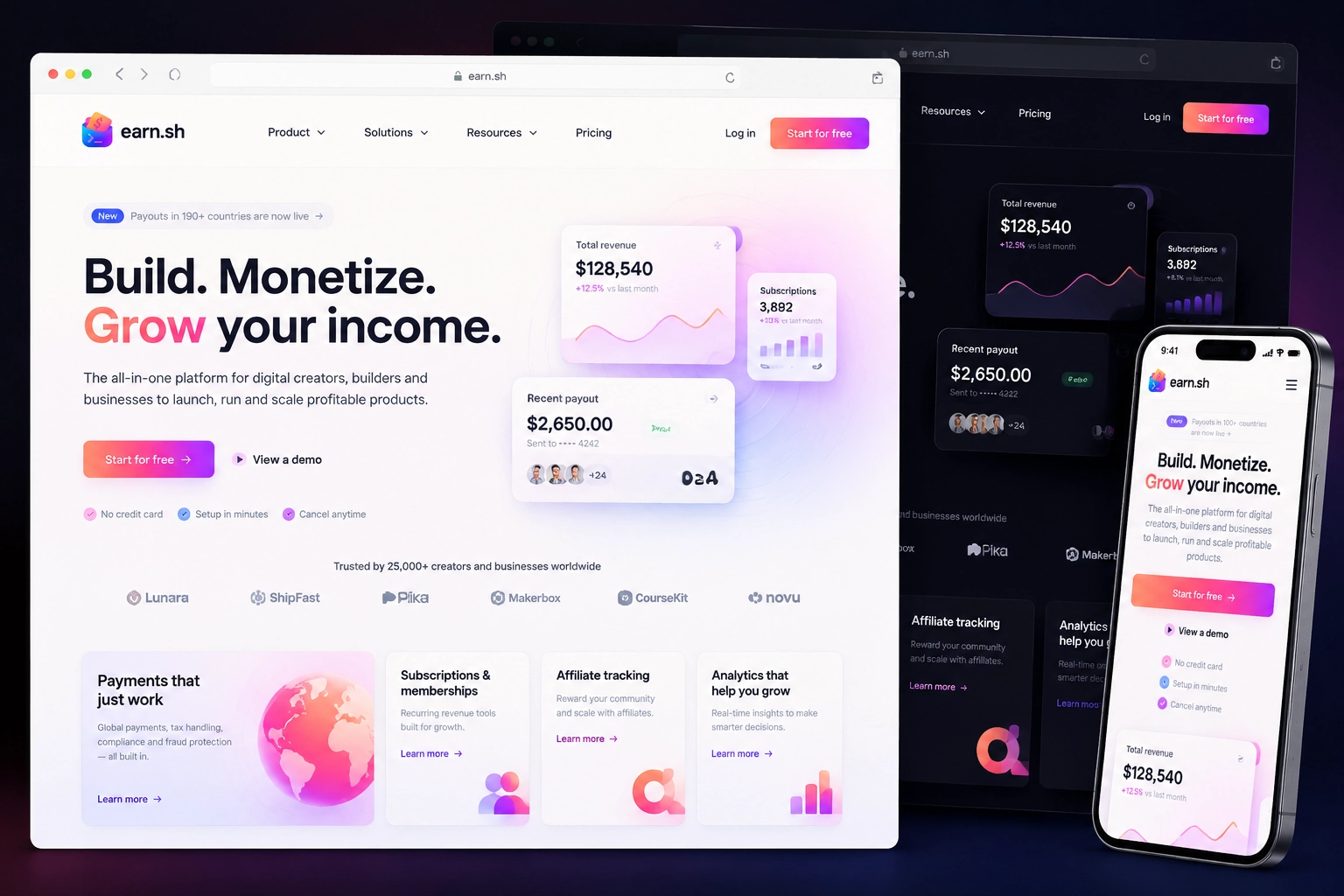 earn.sh website concept preview