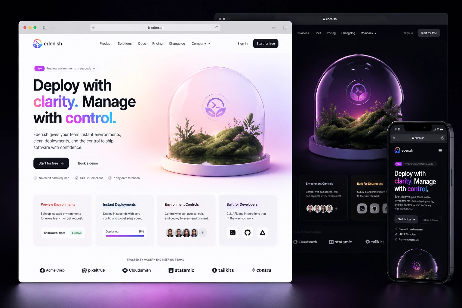 eden.sh website concept preview