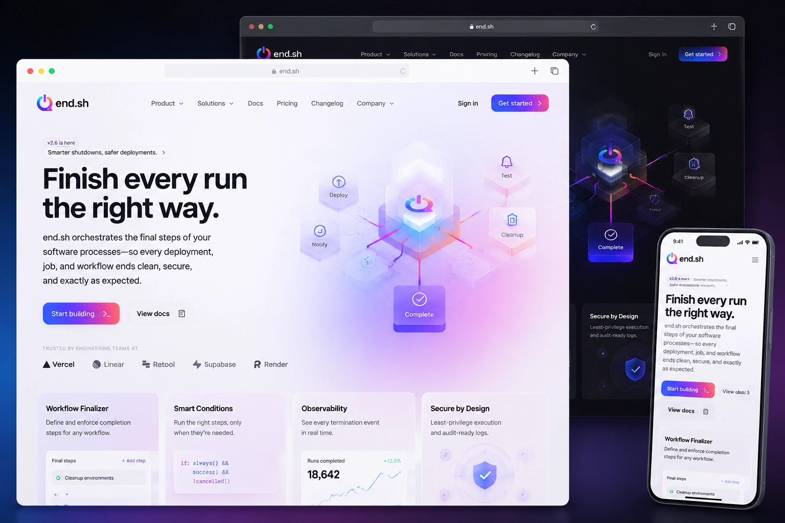 end.sh website concept preview
