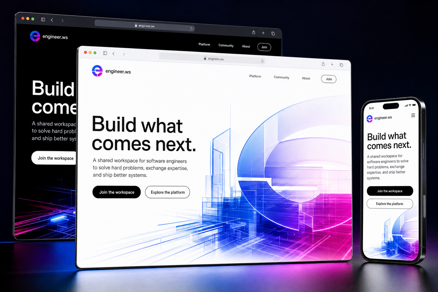 engineer.ws website concept preview enlarged