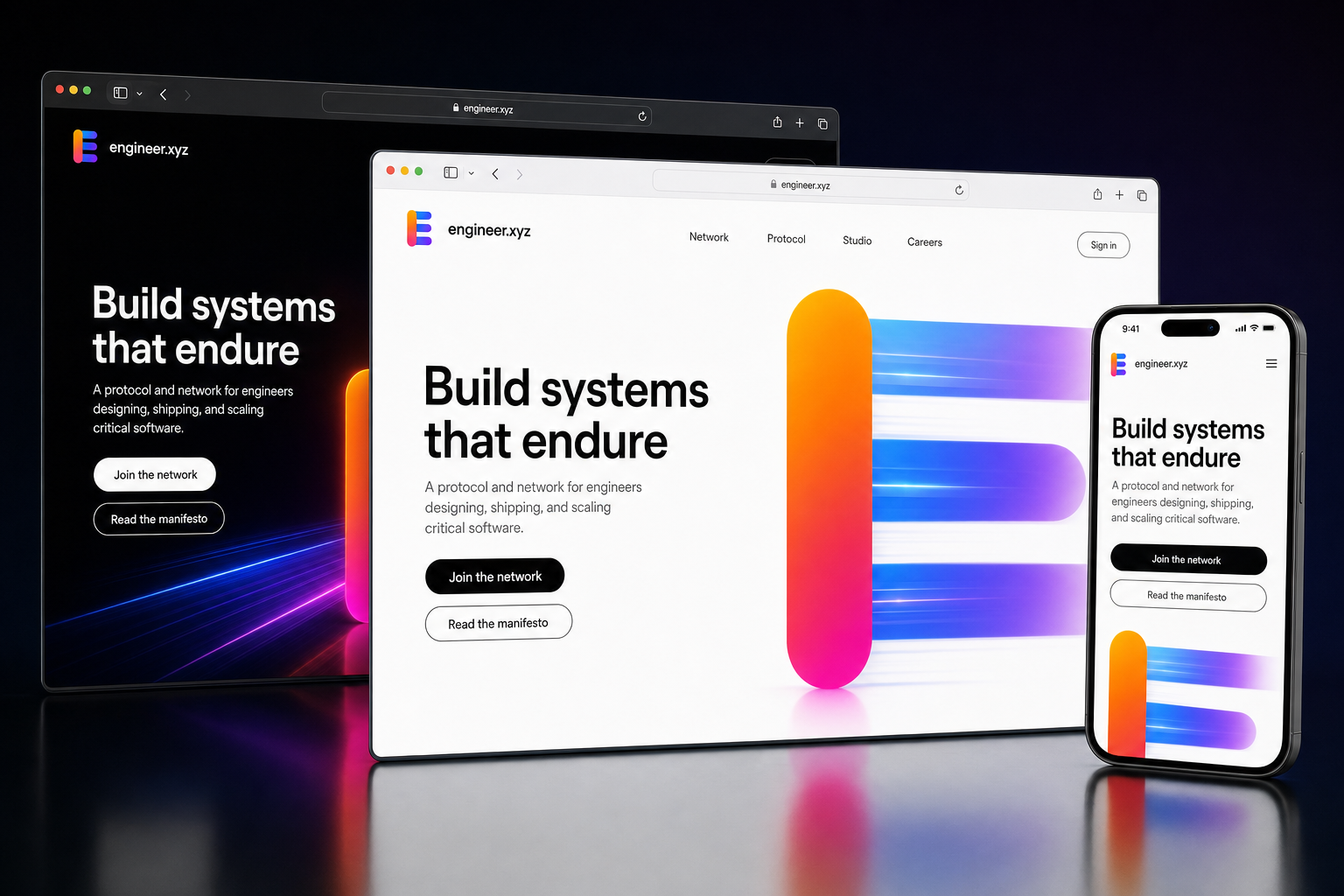 engineer.xyz website concept preview