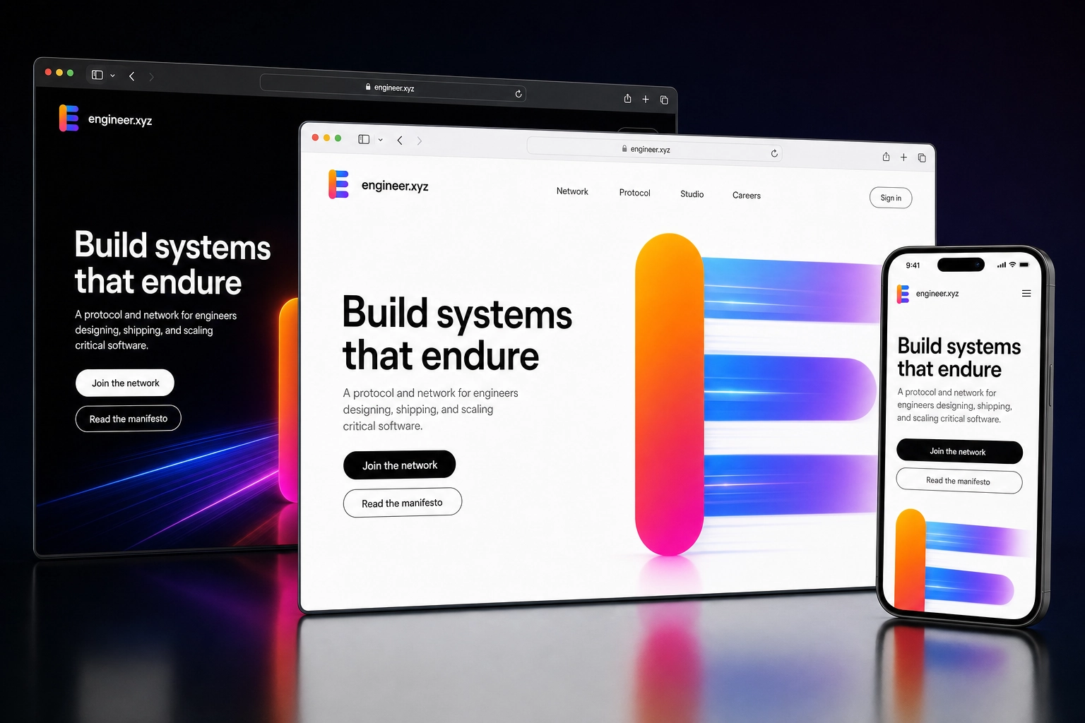 engineer.xyz website concept preview