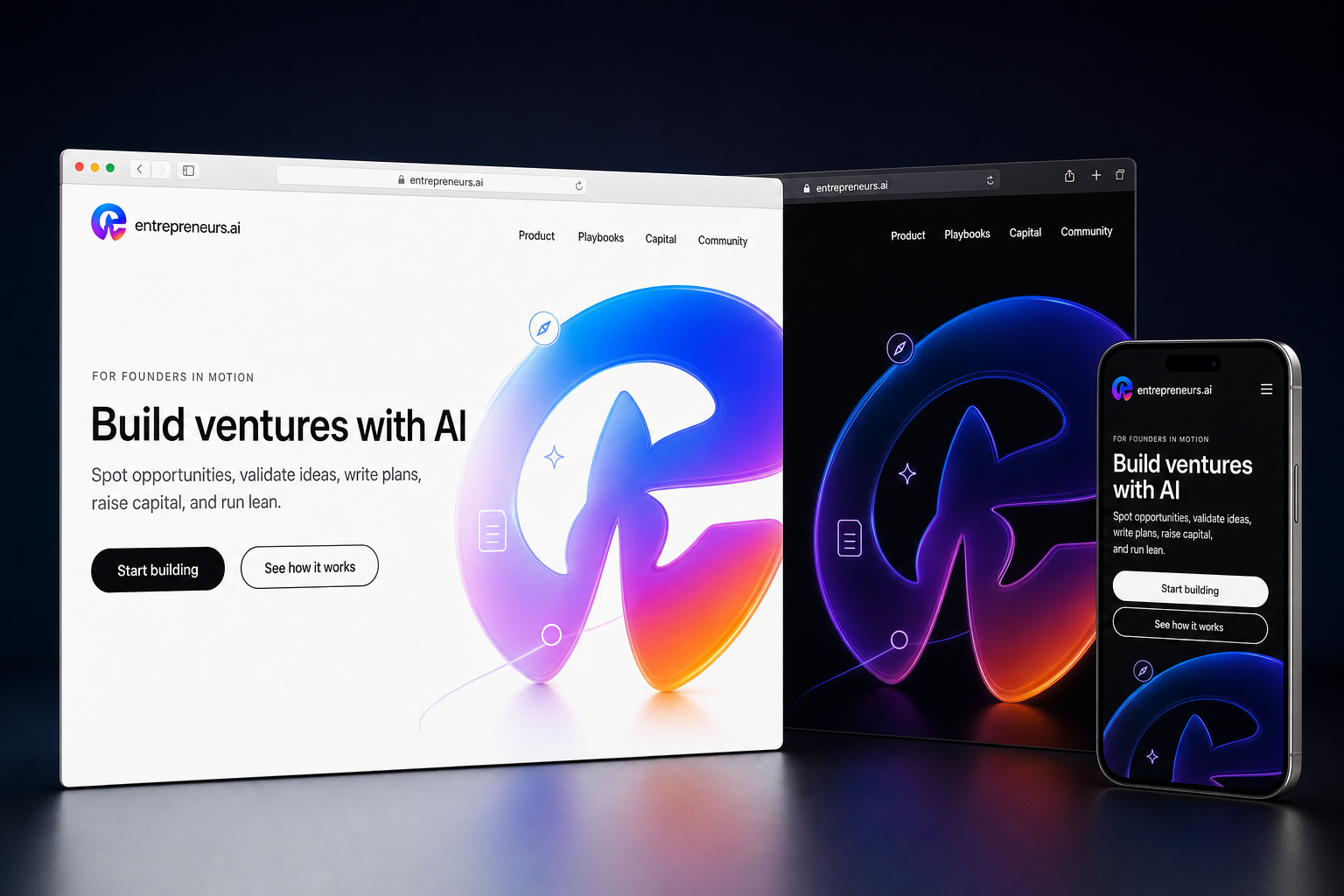 entrepreneurs.ai website concept preview enlarged