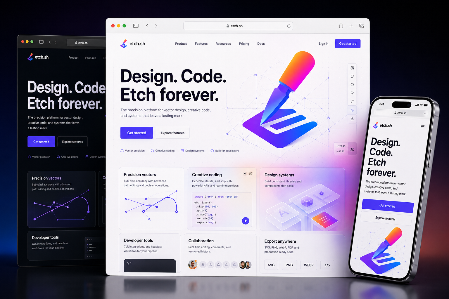 etch.sh website concept preview