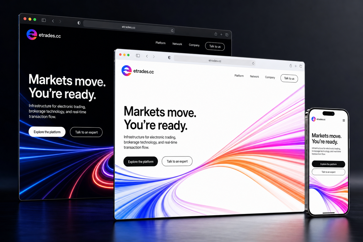 etrades.cc website concept preview enlarged