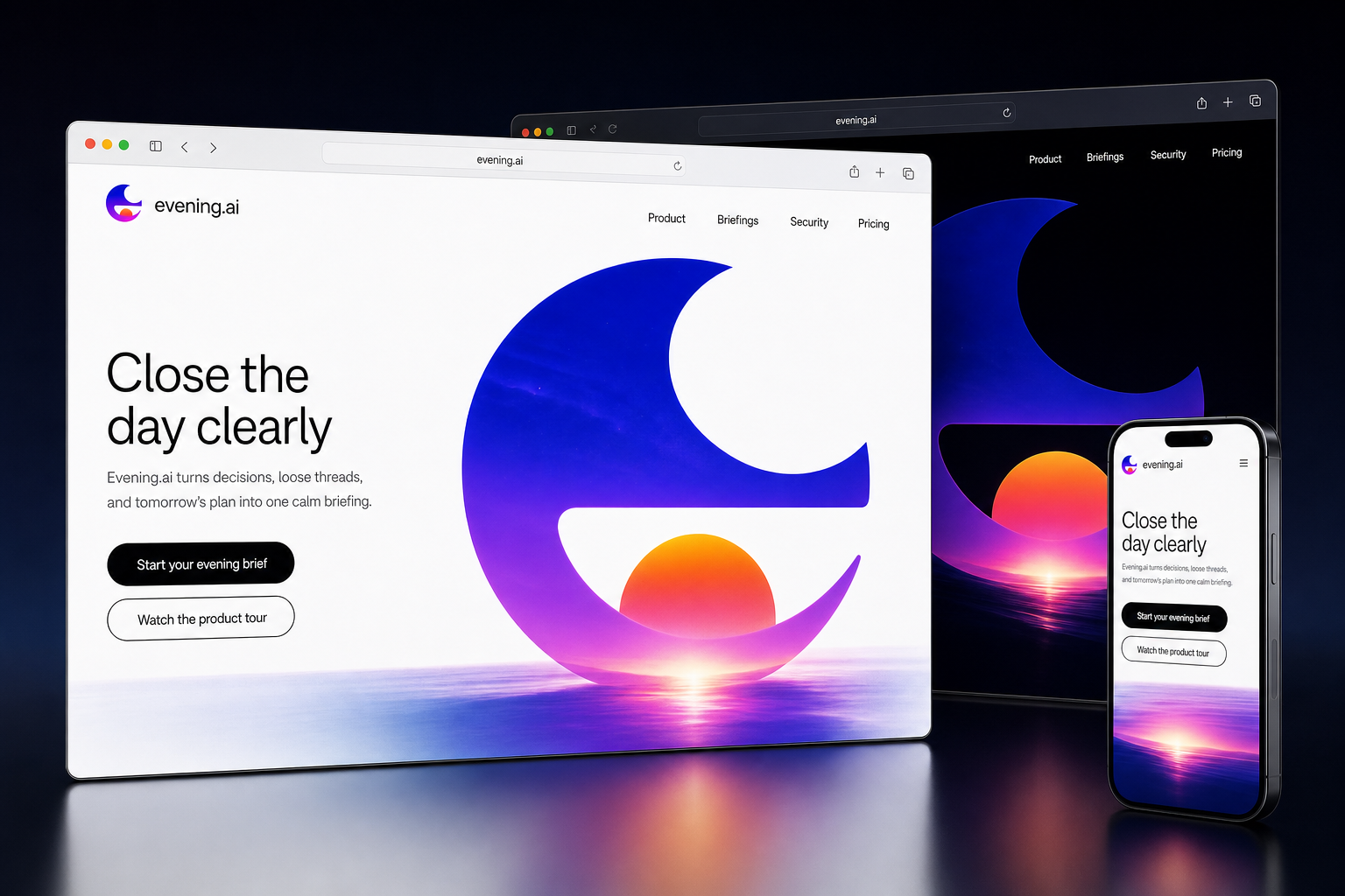 evening.ai website concept preview enlarged