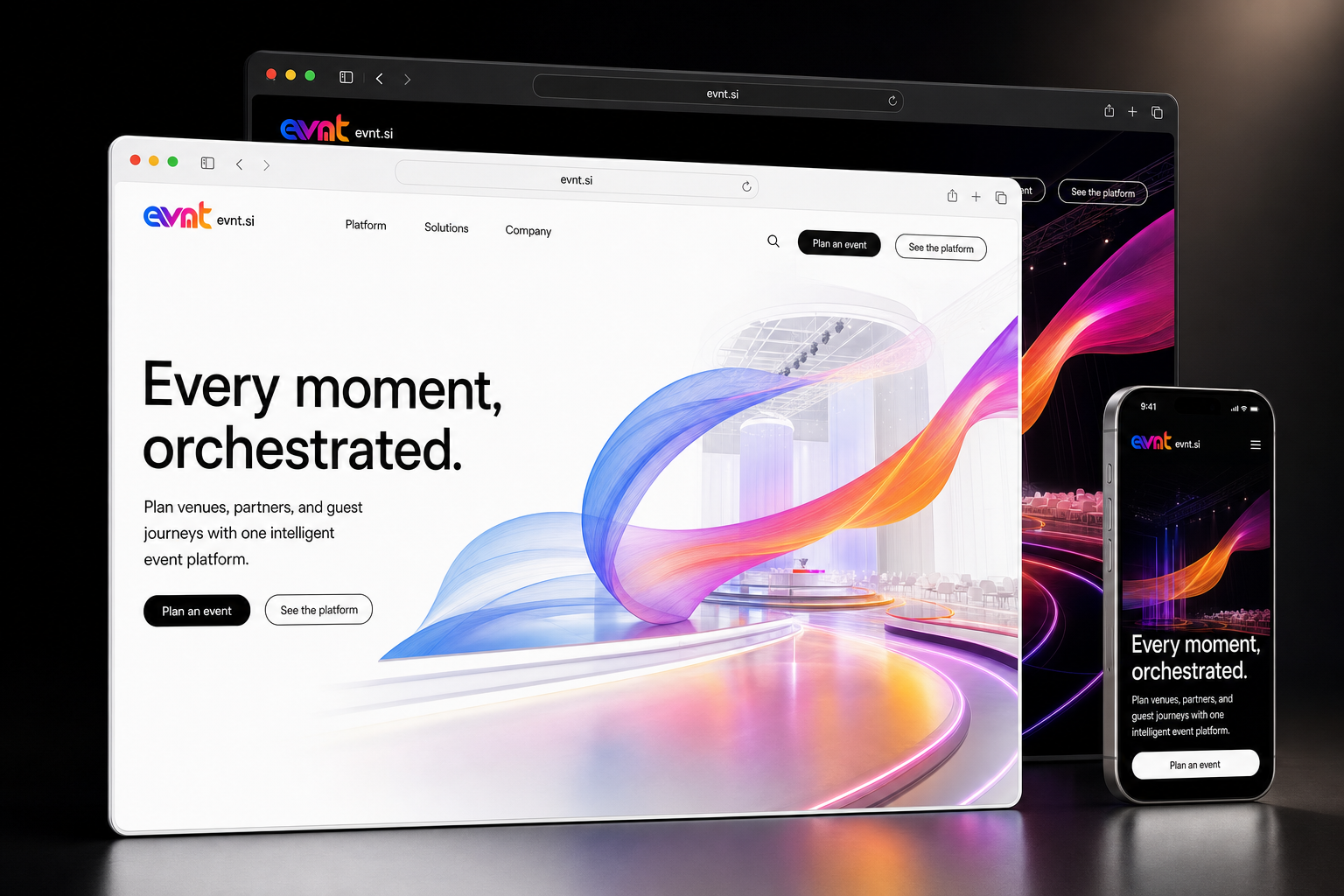 evnt.si website concept preview enlarged