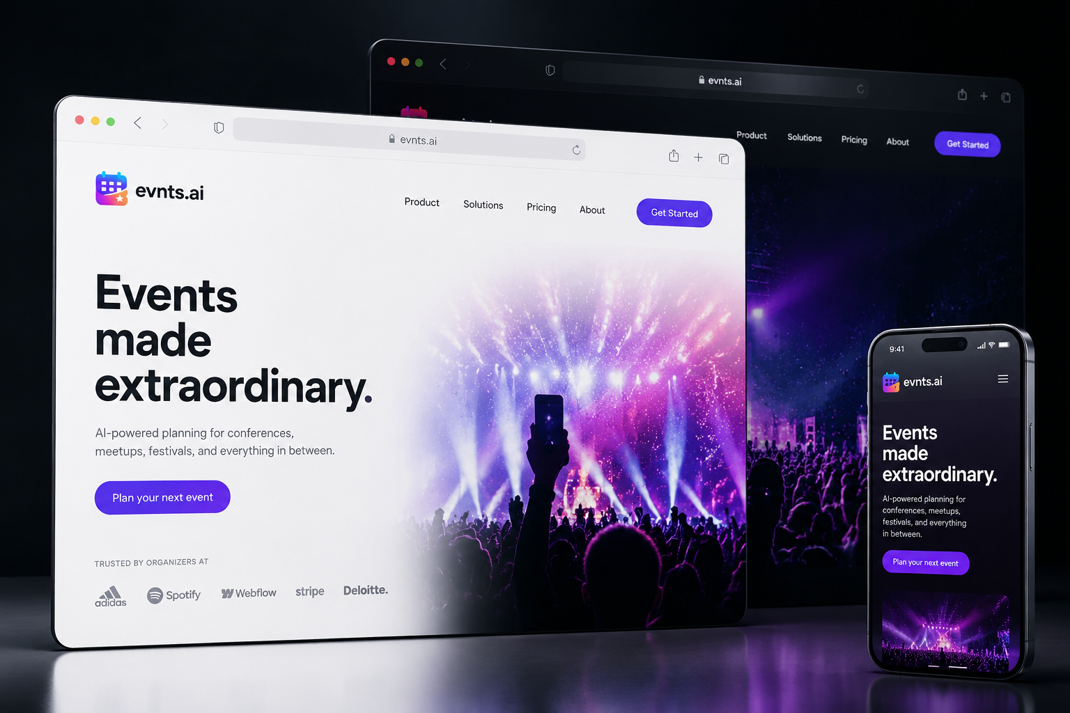 evnts.ai website concept preview