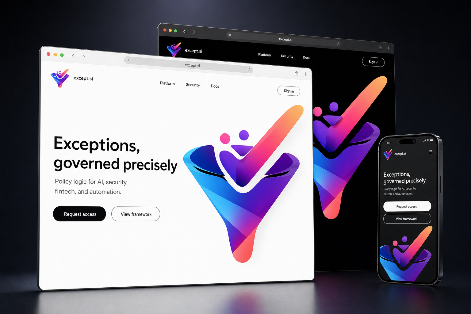 except.si website concept preview