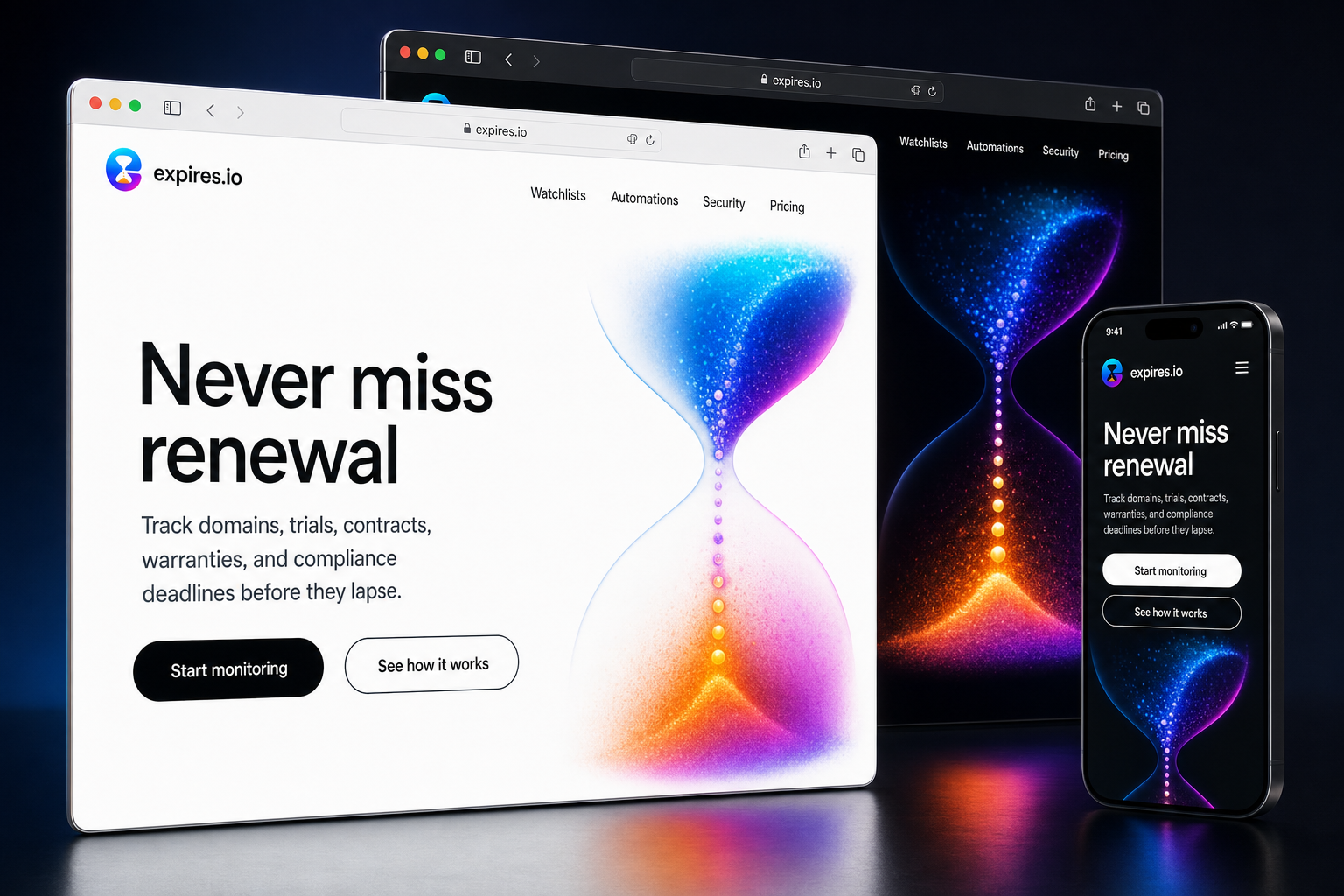 expires.io website concept preview