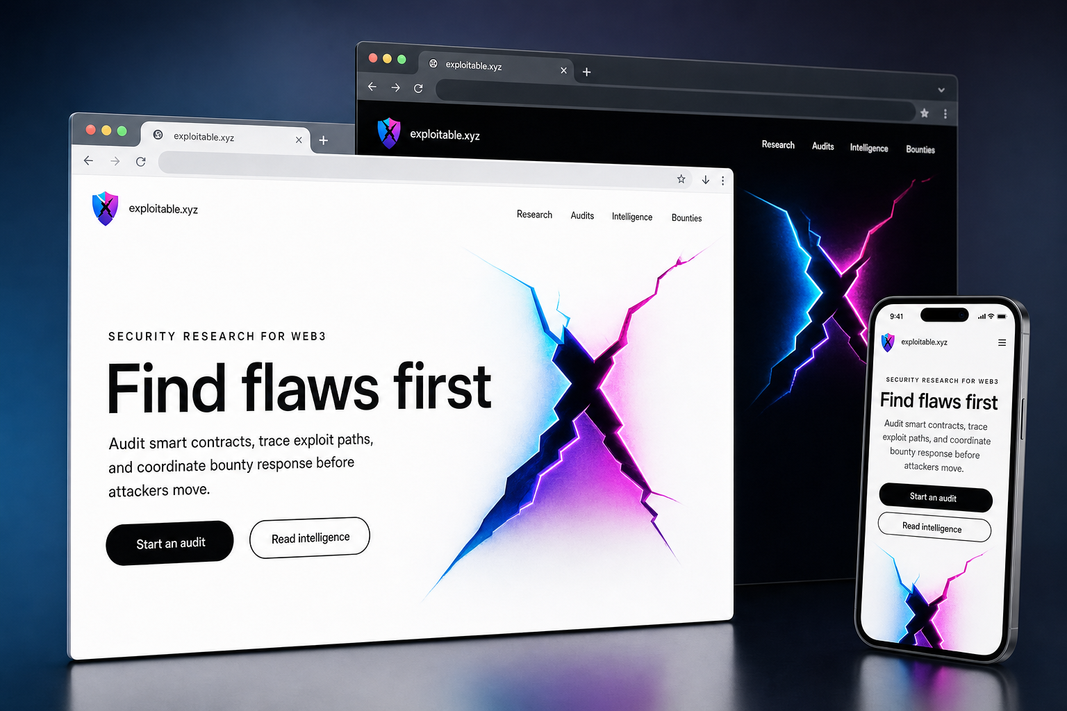 exploitable.xyz website concept preview