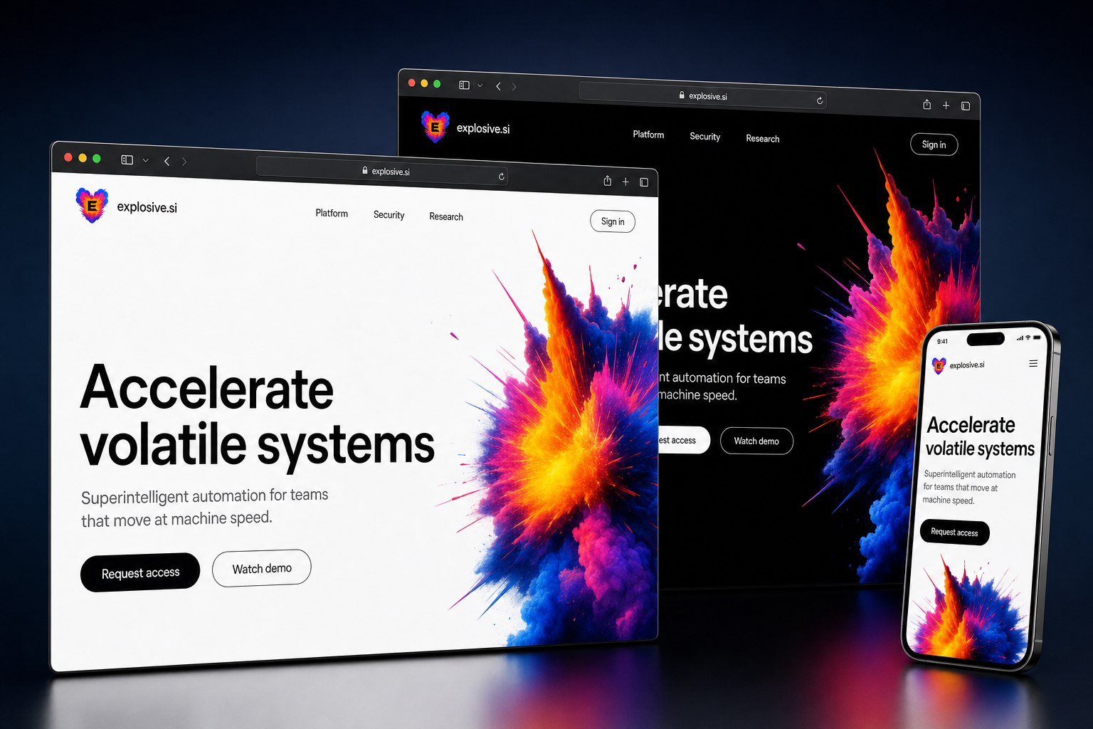 explosive.si website concept preview enlarged