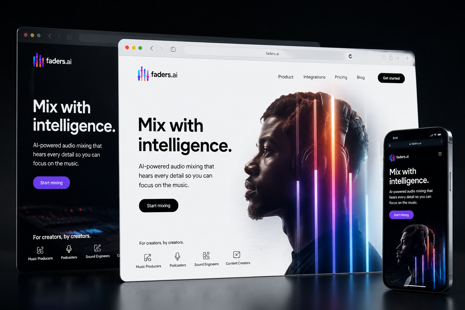faders.ai website concept preview