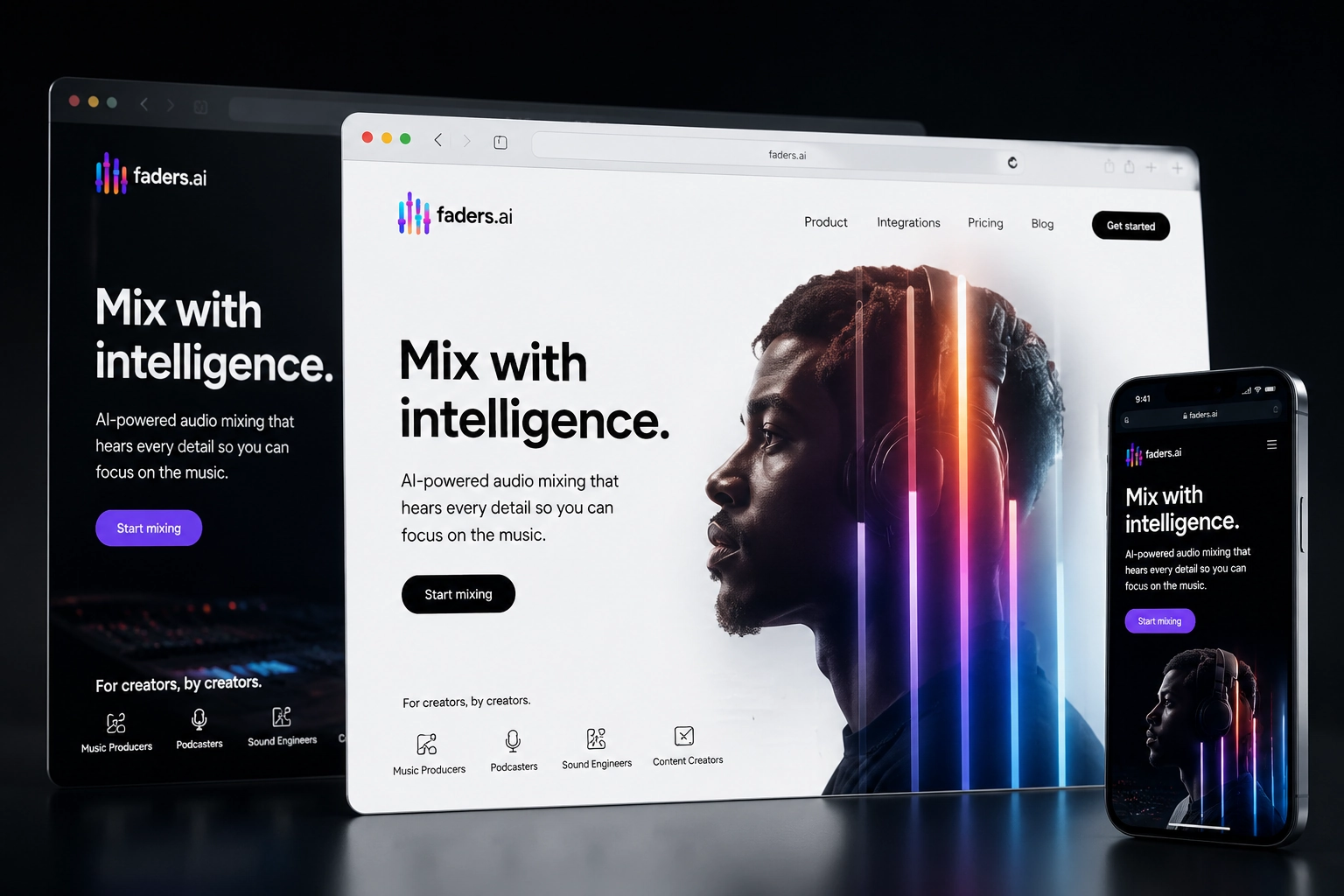 faders.ai website concept preview