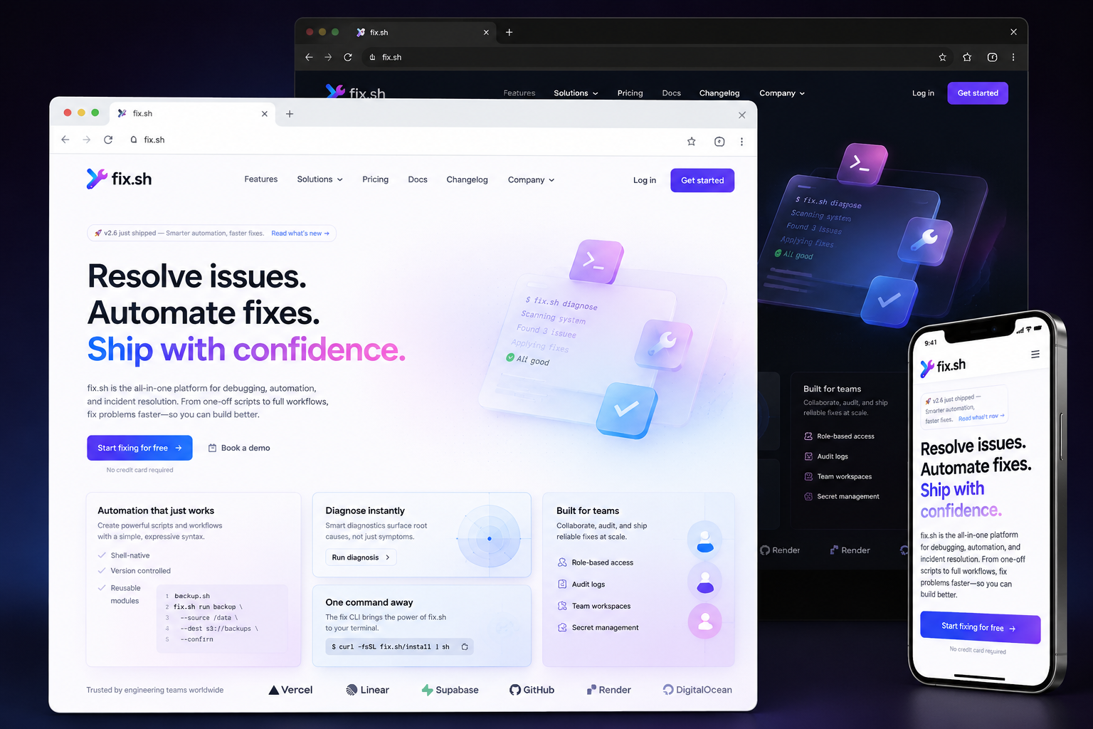 fix.sh website concept preview