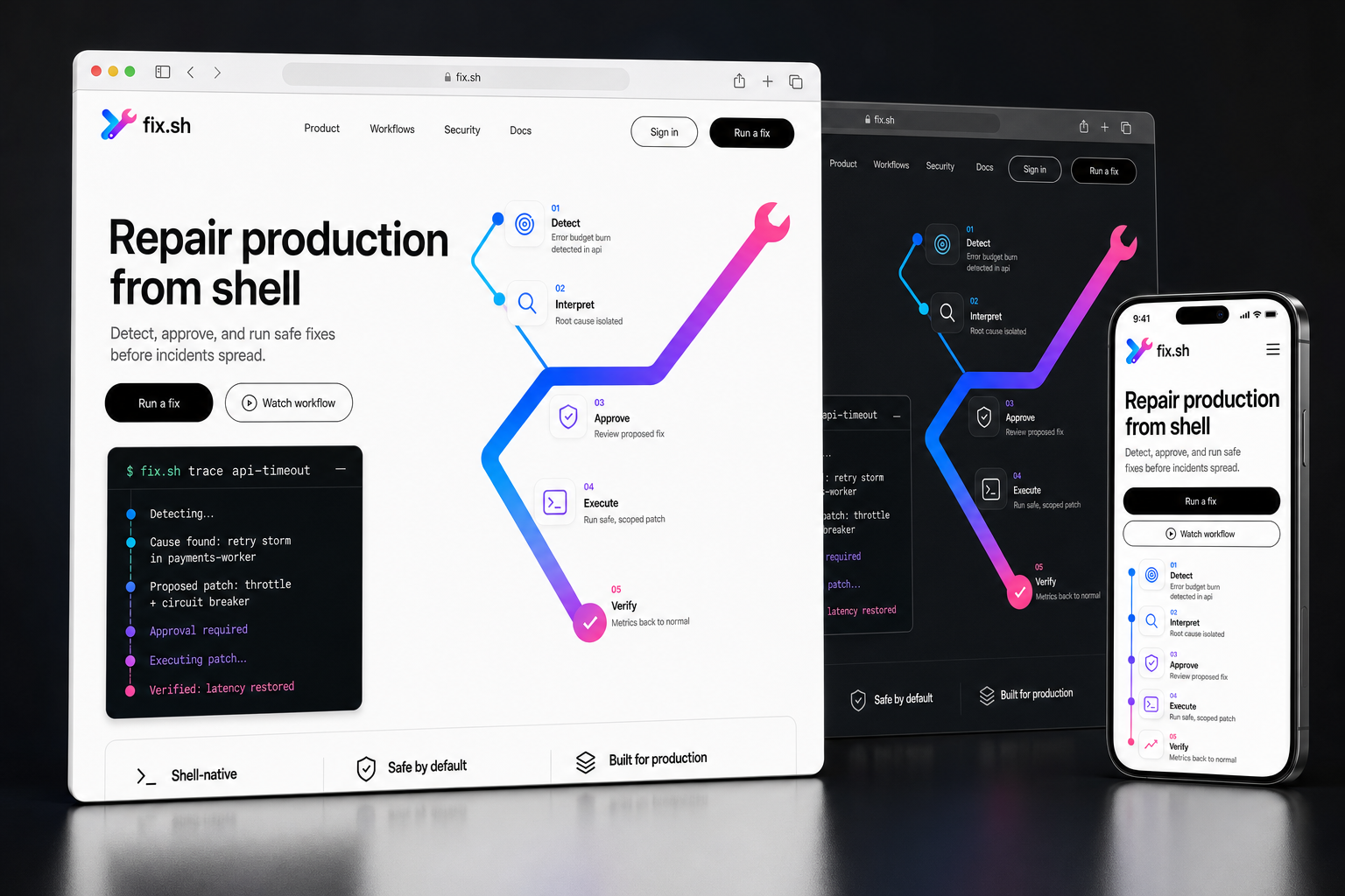 fix.sh website concept preview enlarged