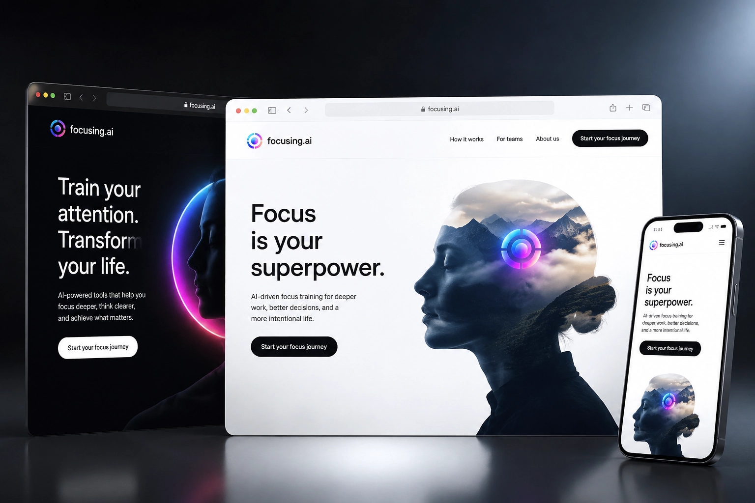 focusing.ai website concept preview