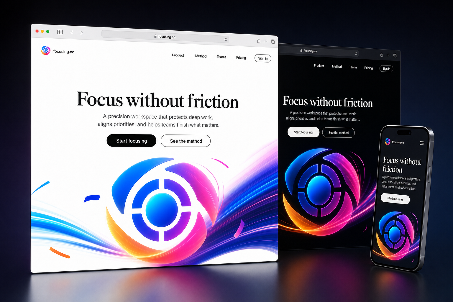 focusing.co website concept preview