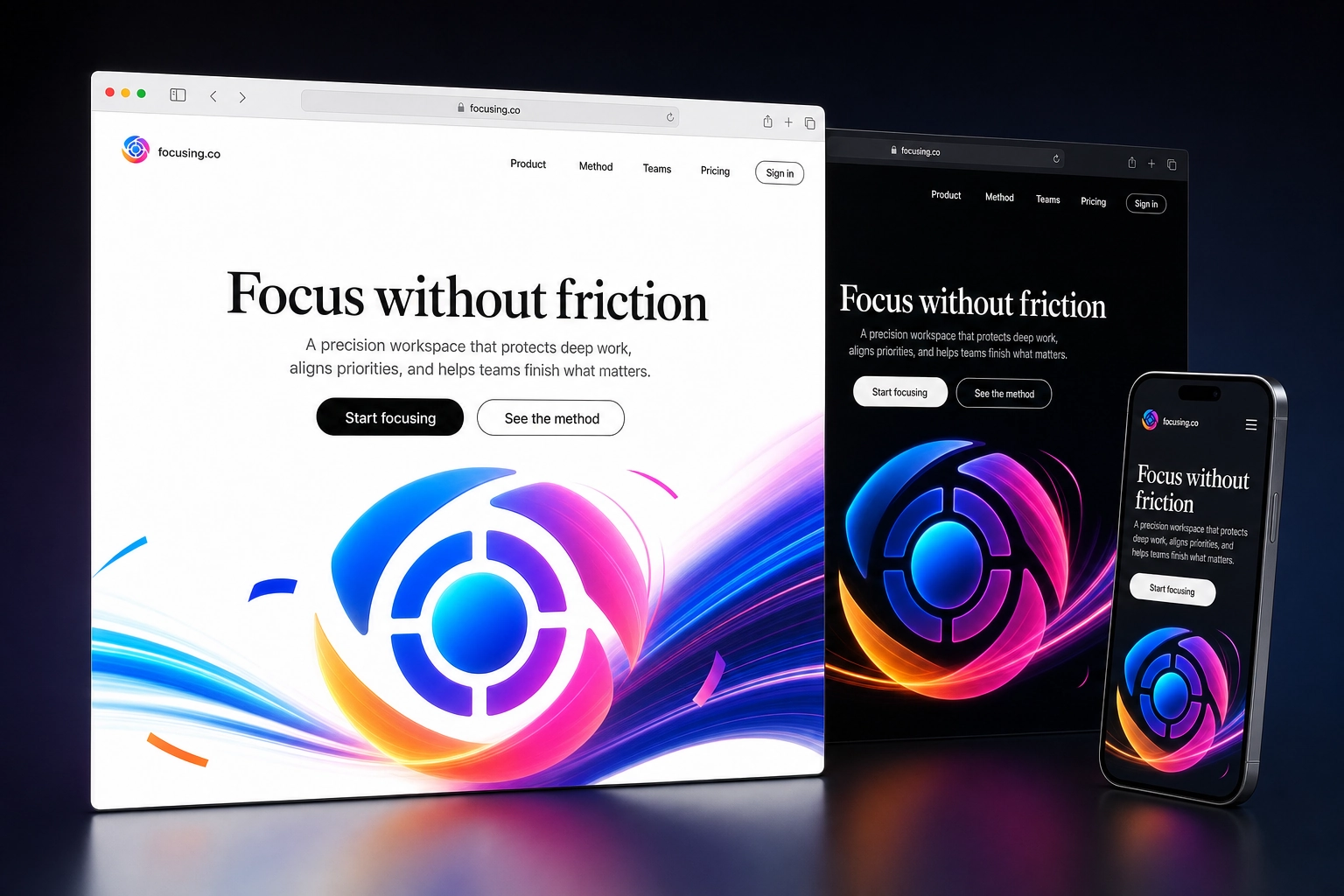 focusing.co website concept preview