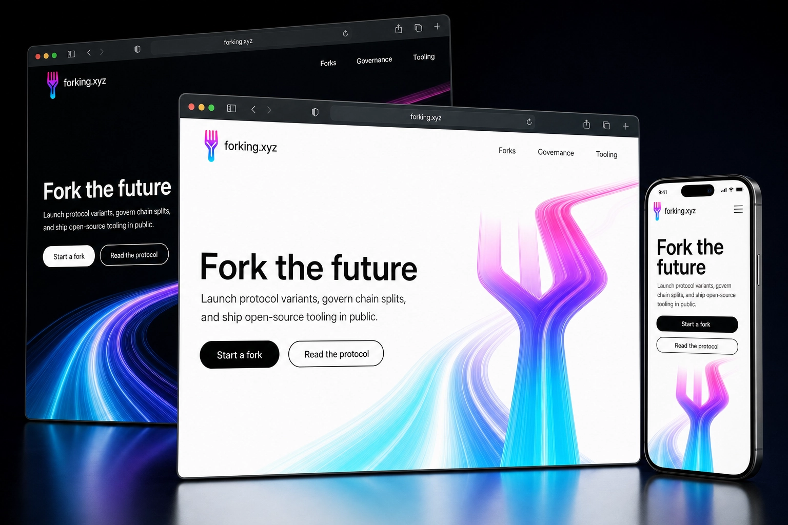 forking.xyz website concept preview