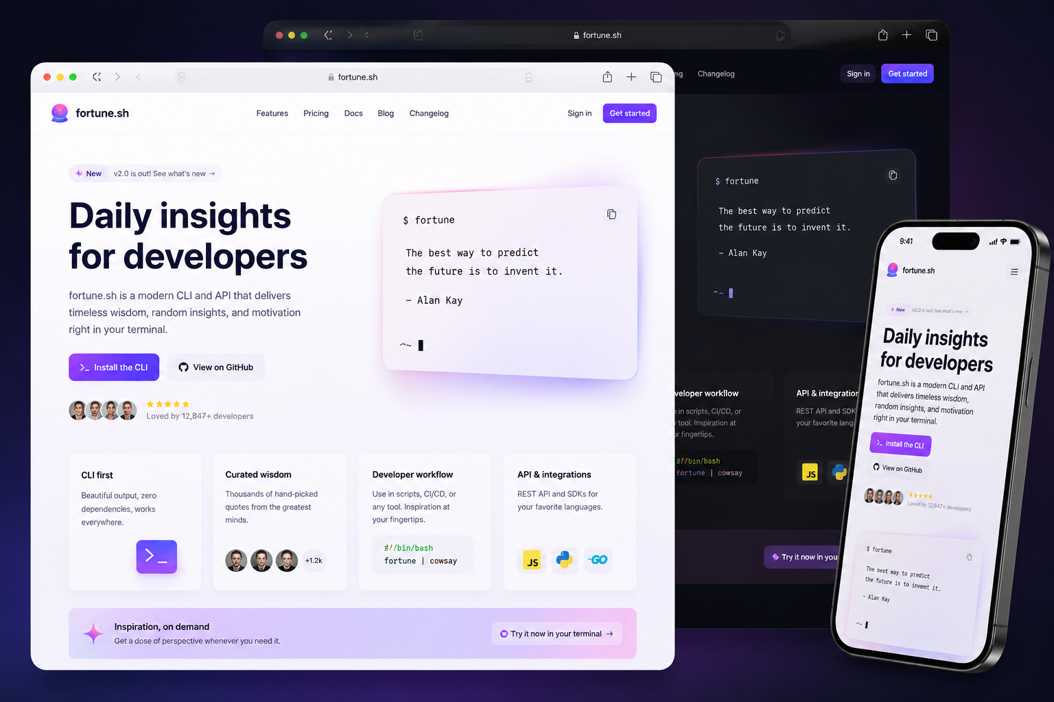 fortune.sh website concept preview