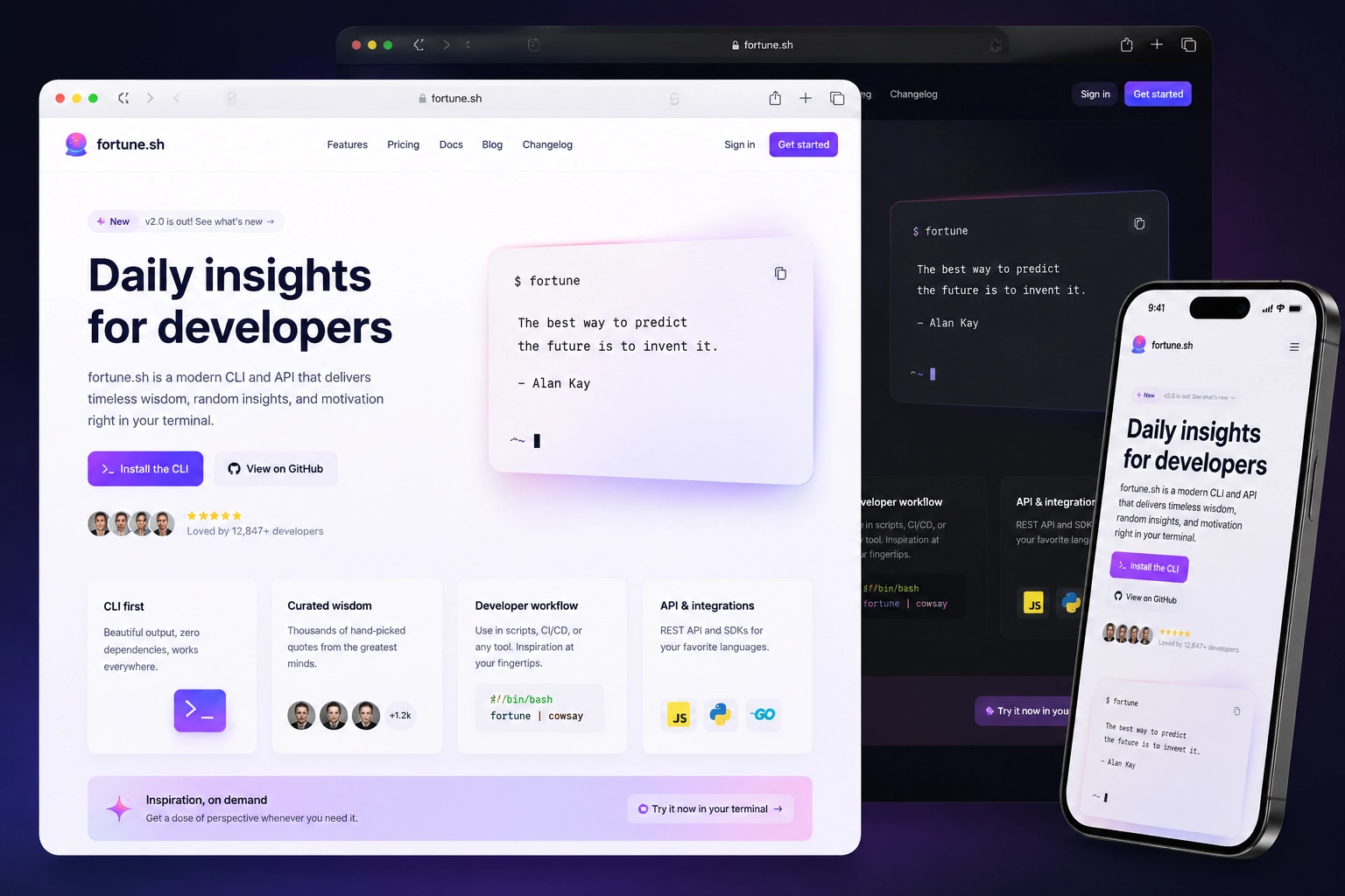 fortune.sh website concept preview