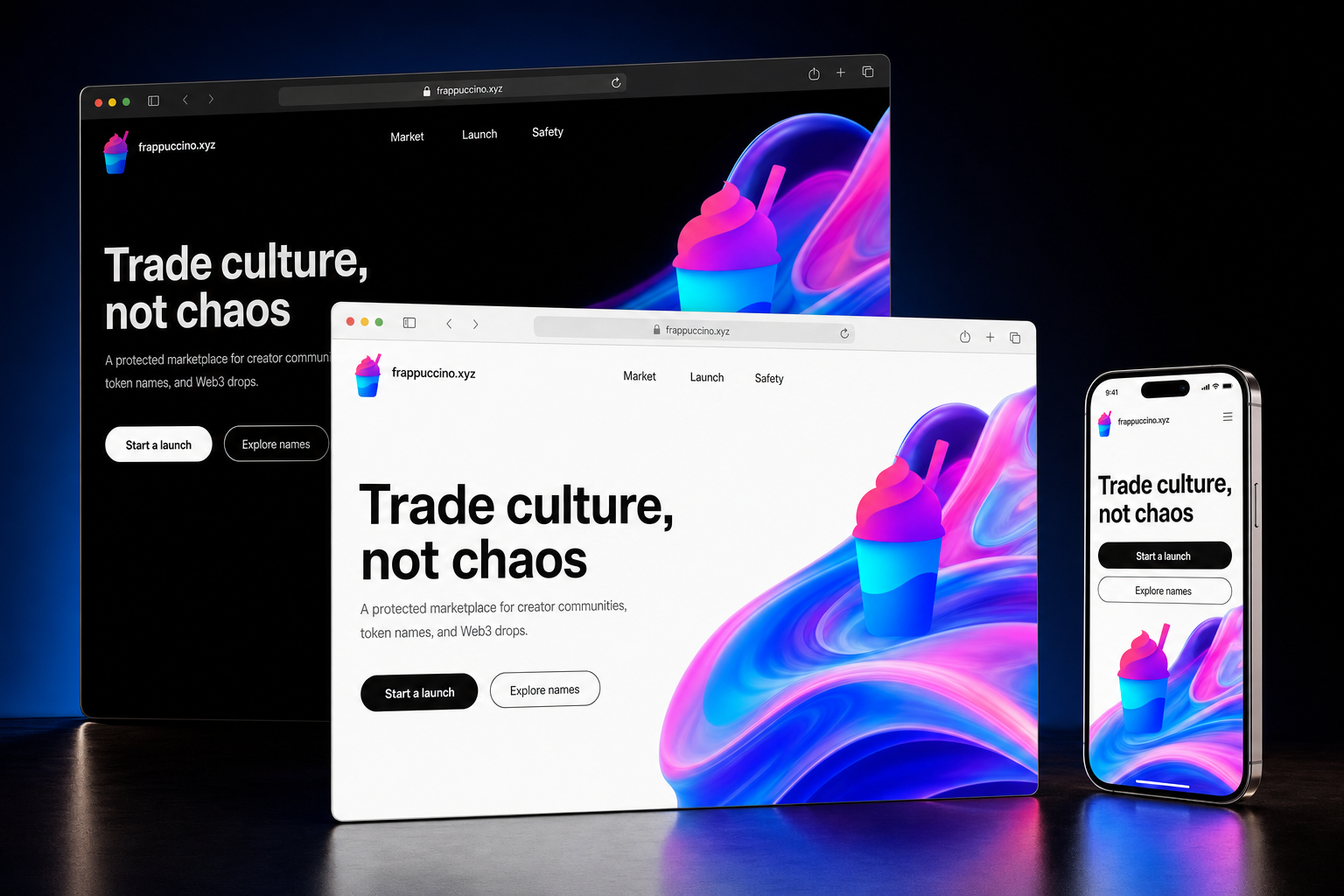 frappuccino.xyz website concept preview enlarged