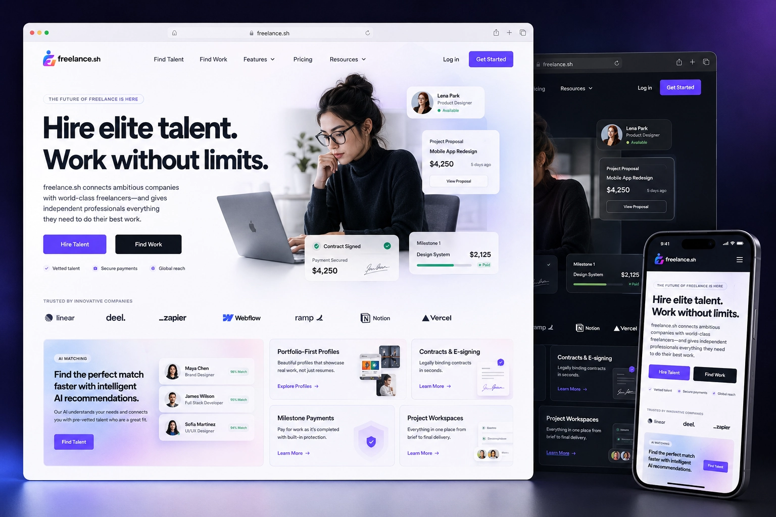 freelance.sh website concept preview