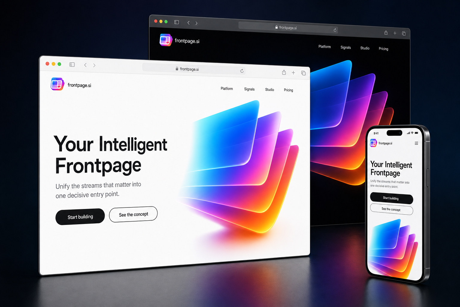 frontpage.si website concept preview