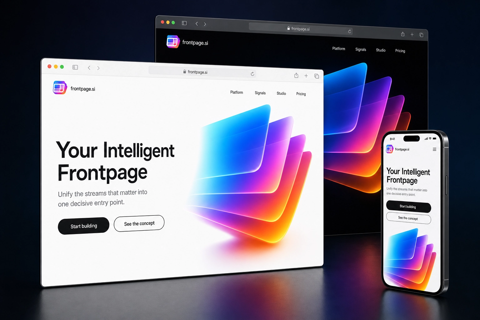 frontpage.si website concept preview