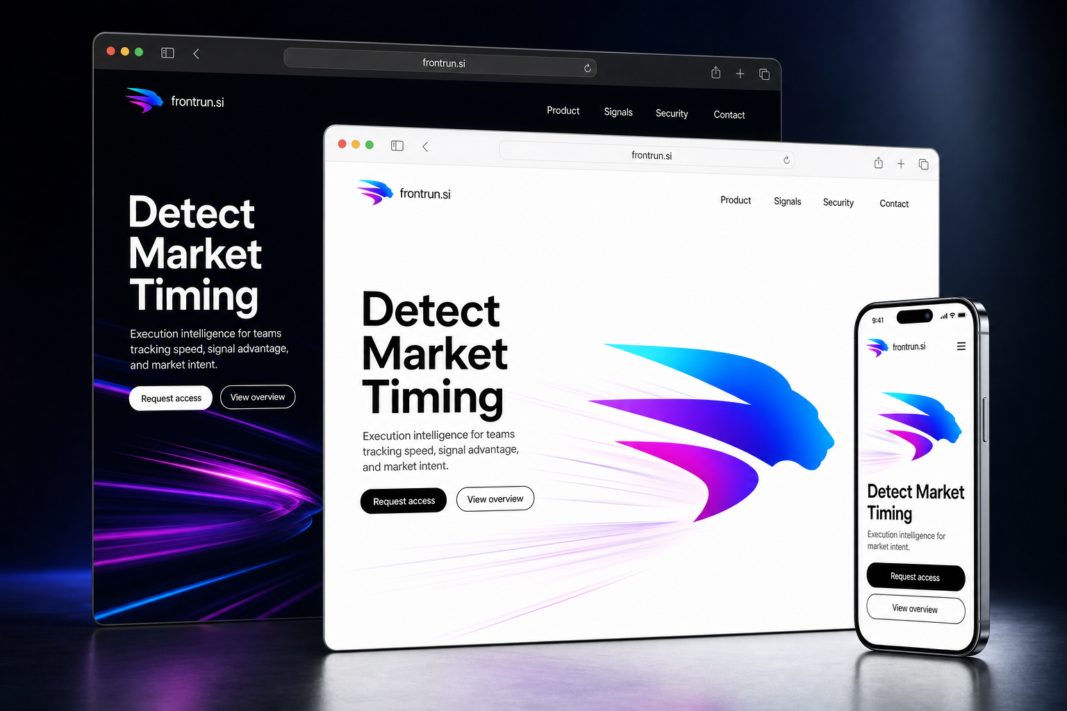 frontrun.si website concept preview